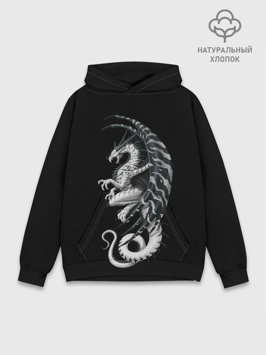 Худи мужской база хлопок / White Dragon