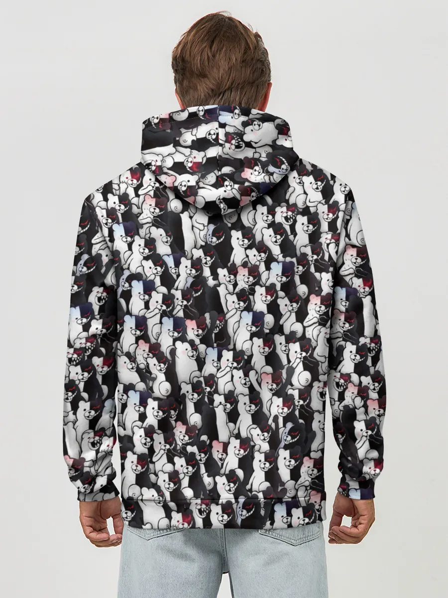 Худи мужской база хлопок / Черно-белые медведи