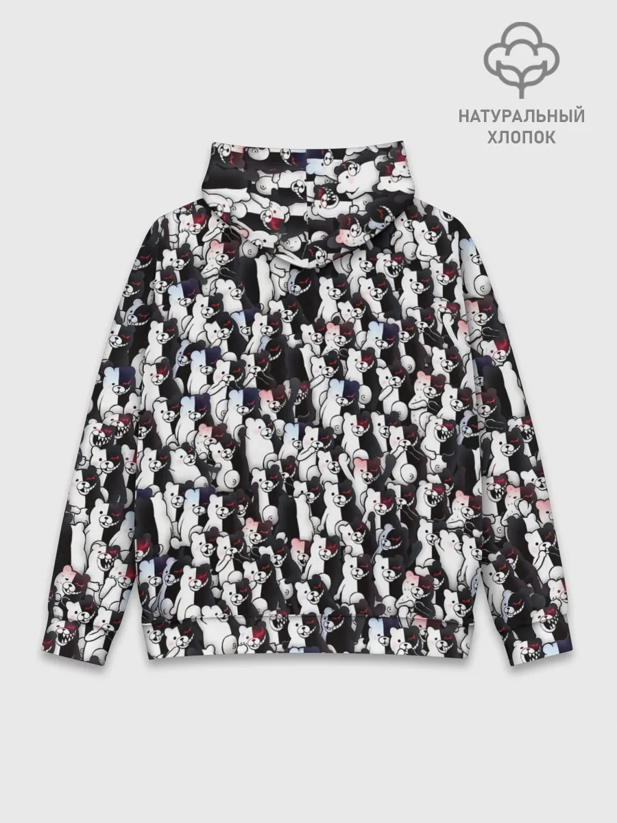 Худи мужской база хлопок / Черно-белые медведи