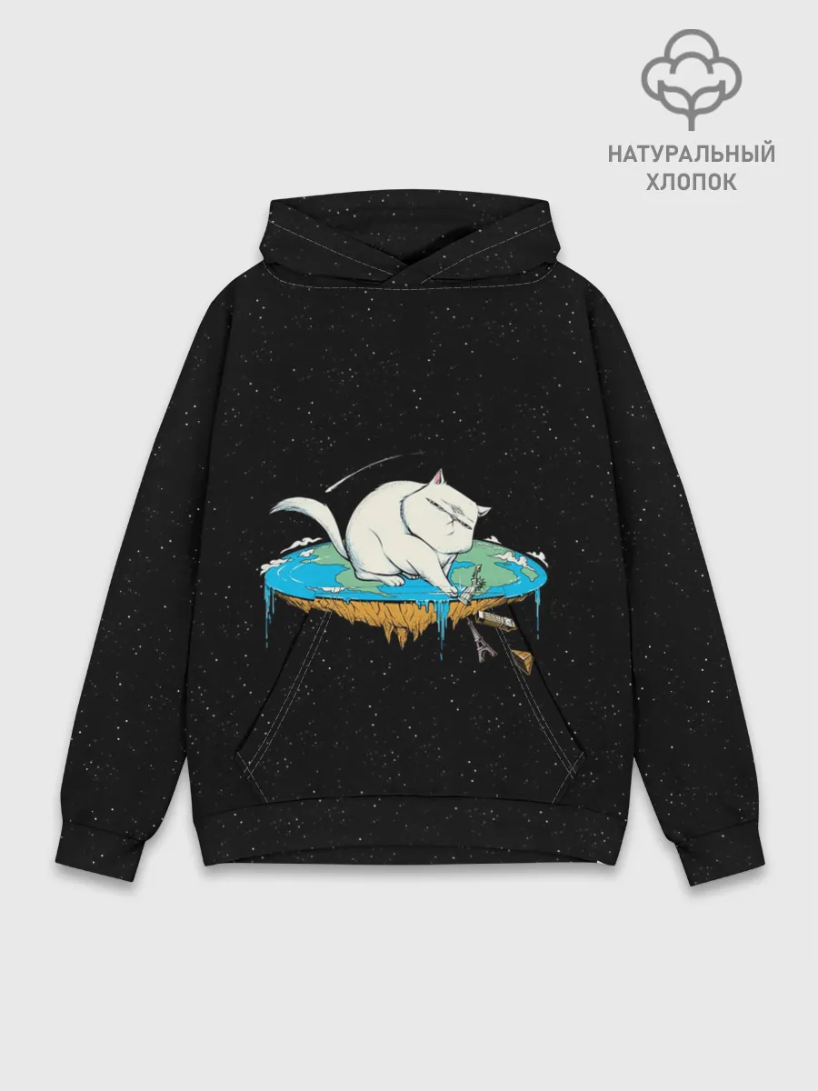 Худи мужской база хлопок / Flat earth Cat