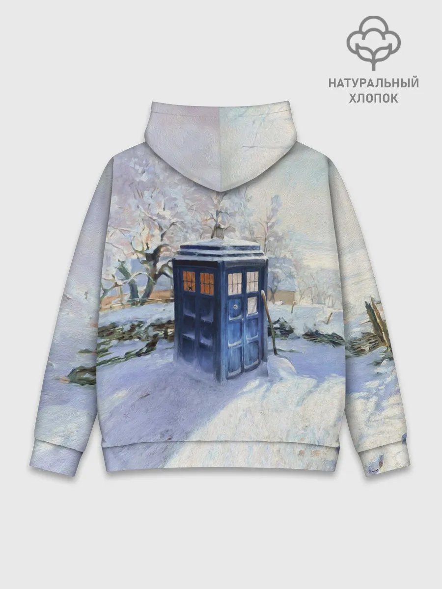 Худи мужской база хлопок / ТАРДИС В СНЕГУ