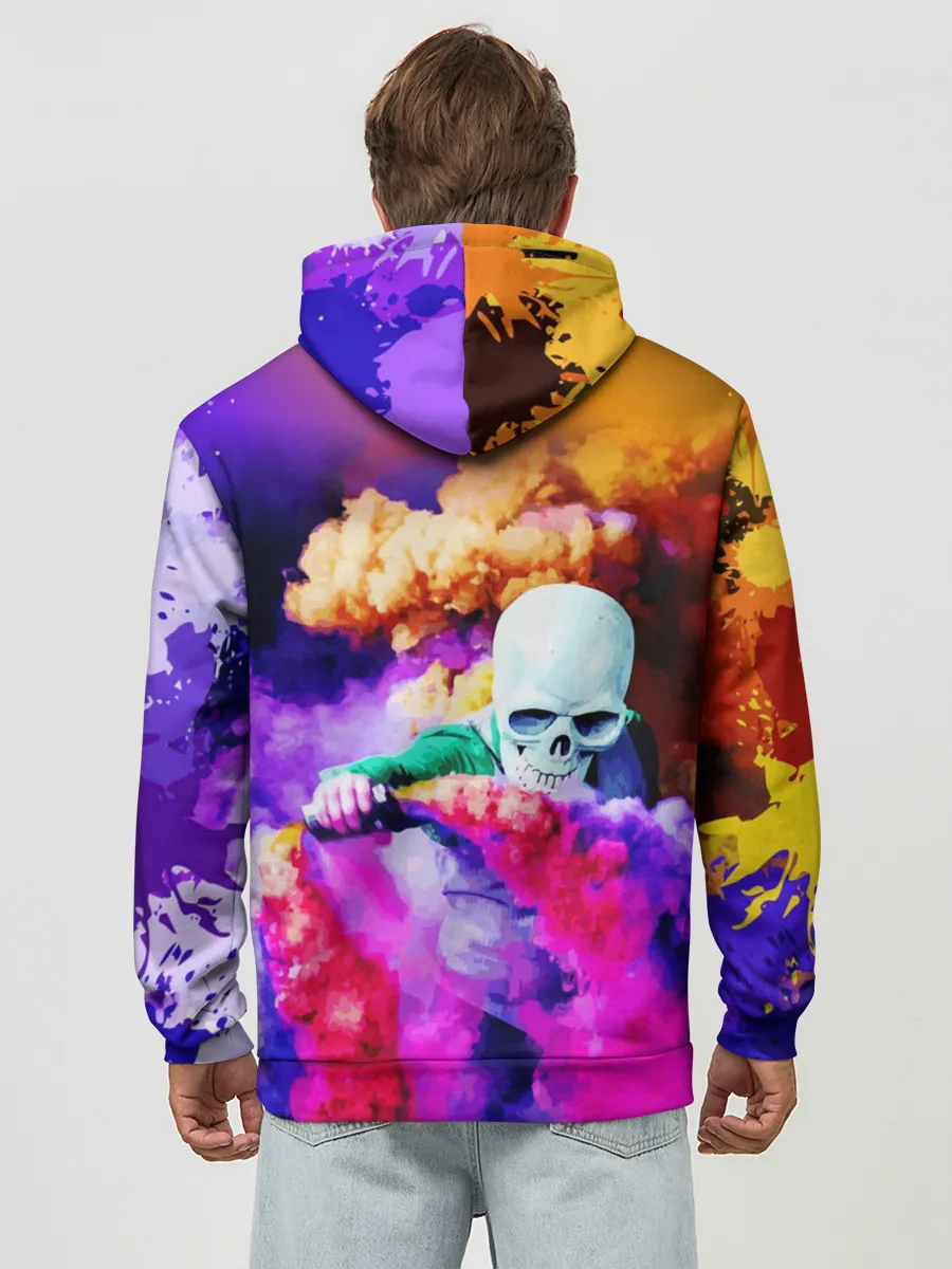 Худи мужской база хлопок / Череп в дыму