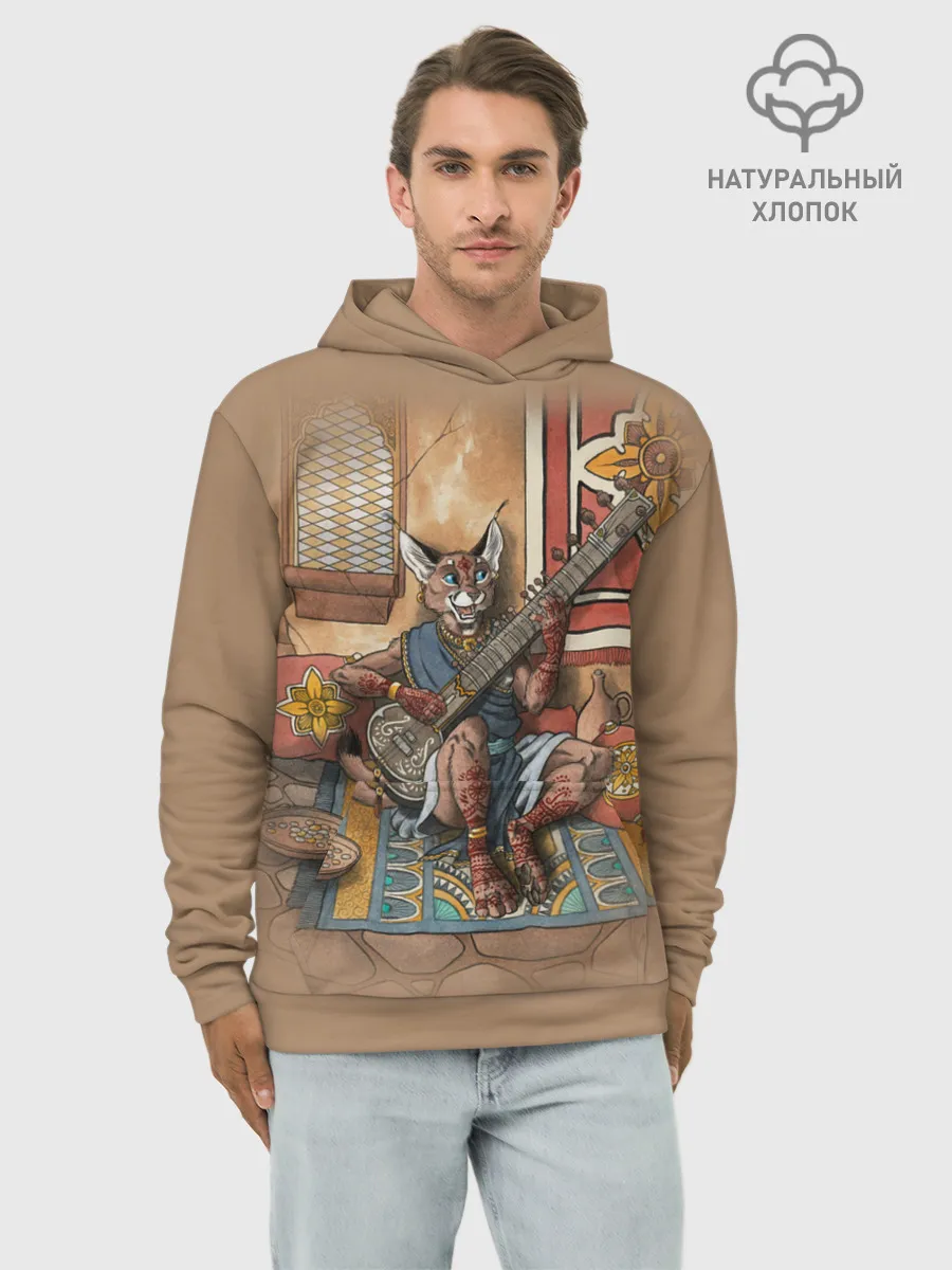 Худи мужской база хлопок / Кот музыкант #17
