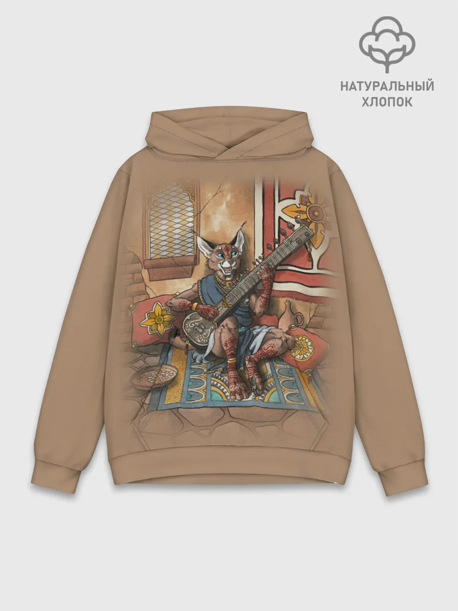 Худи мужской база хлопок / Кот музыкант #17