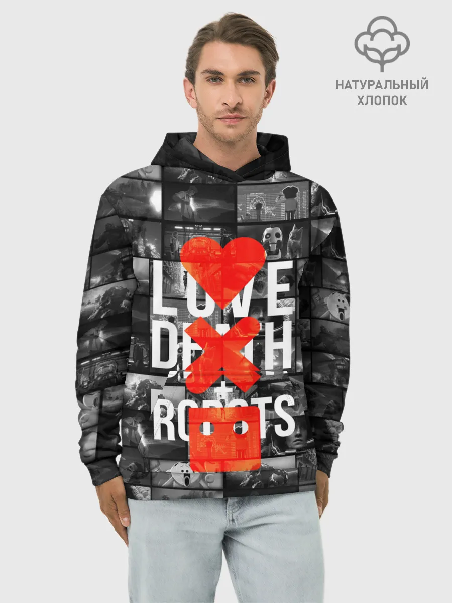 Худи мужской база хлопок / LOVE DEATH ROBOTS