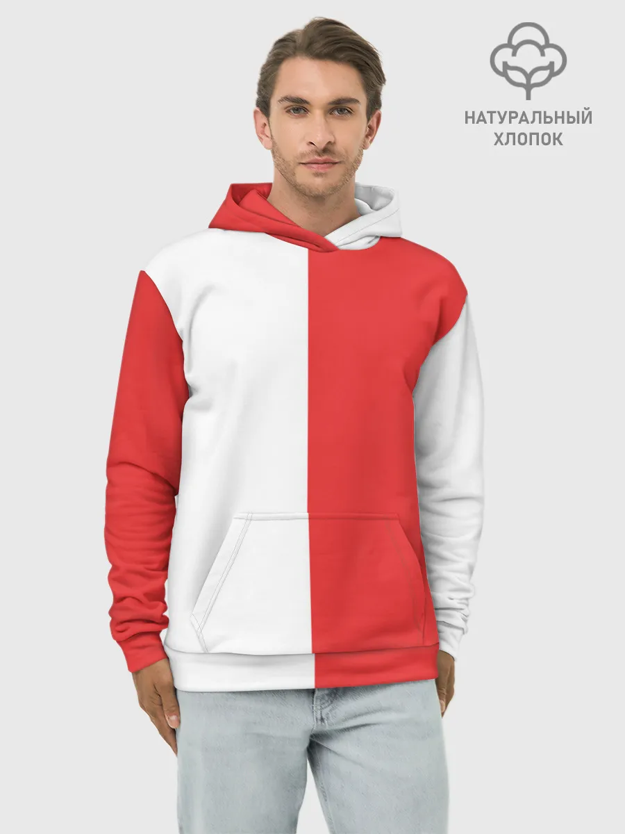 Худи мужской база хлопок / Красно-белая форма
