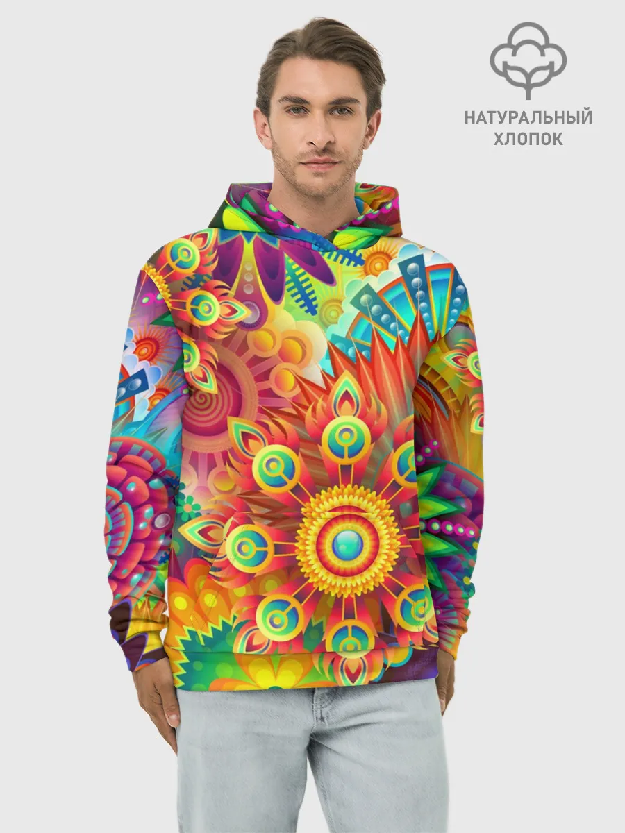 Худи мужской база хлопок / Психоделия | Яркая