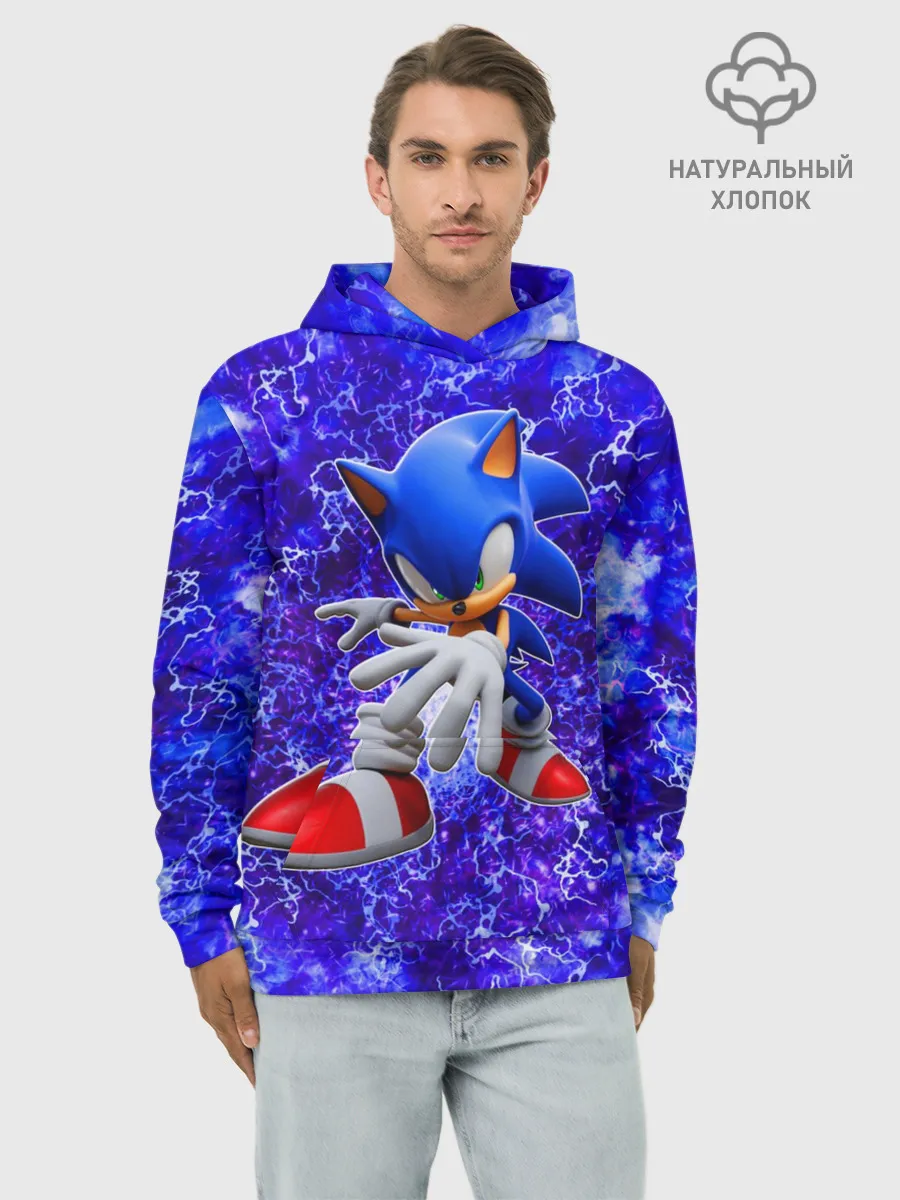 Худи мужской база хлопок / Sonic | Молнии