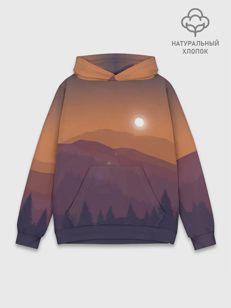 Худи мужской база хлопок / Горы
