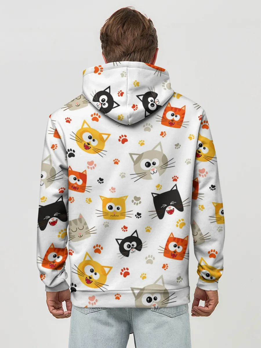 Худи мужской база хлопок / Котики с лапками