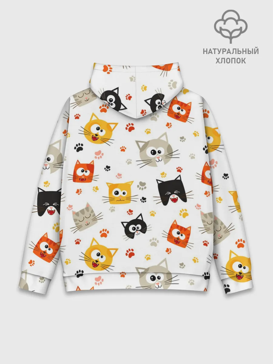 Худи мужской база хлопок / Котики с лапками