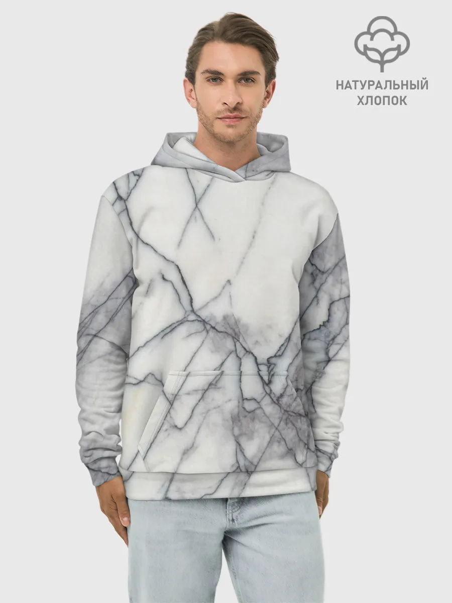 Худи мужской база хлопок / Мрамор