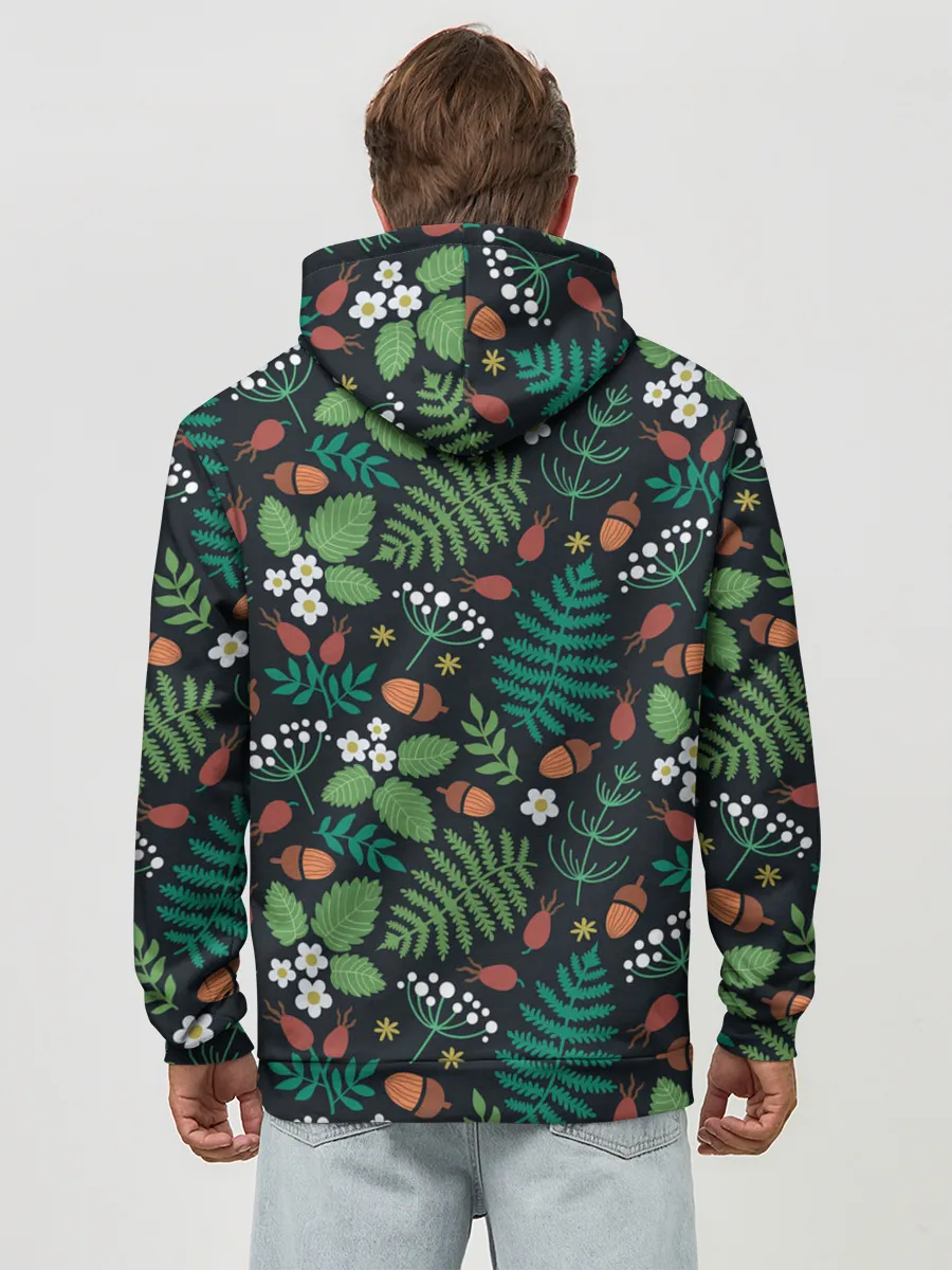 Худи мужской база хлопок / Forest leaves invert