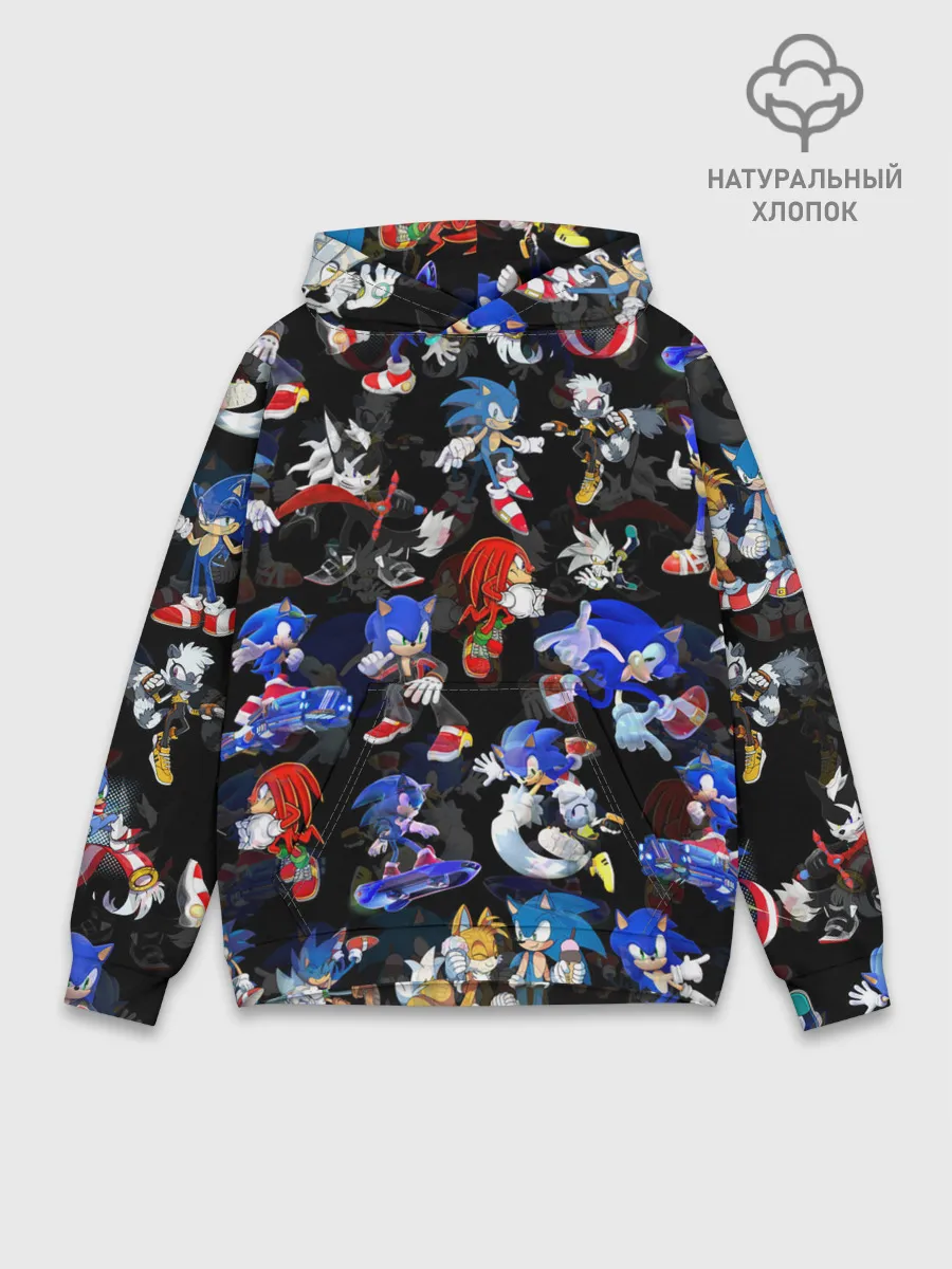 Худи мужской база хлопок / Sonic паттерн