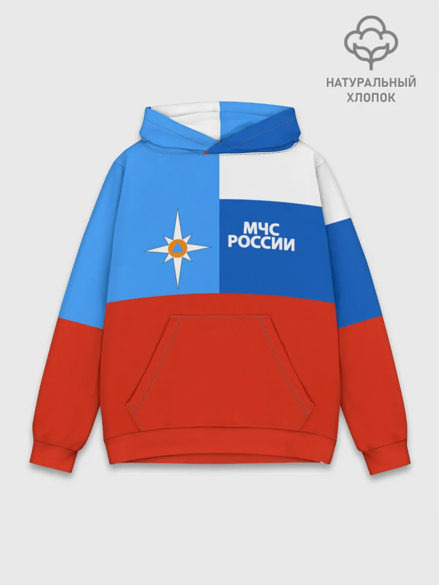 Худи мужской база хлопок / Флаг МЧС России