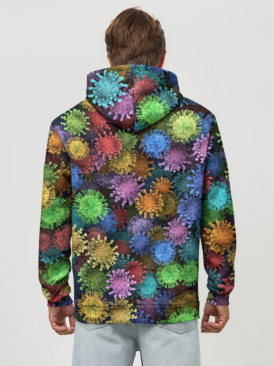 Худи мужской база хлопок / Разноцветные вирусы