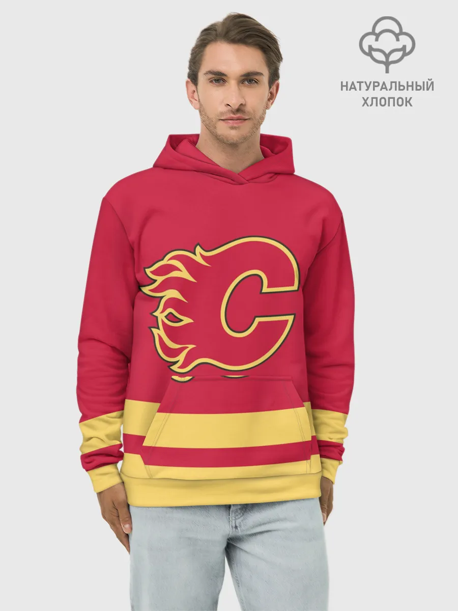 Худи мужской база хлопок / Калгари Флэймз