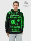 Худи мужской база хлопок / Warning Coronavirus
