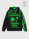 Худи мужской база хлопок / Warning Coronavirus