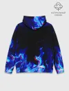 Худи мужской база хлопок / СИНИЙ ОГОНЬ ГЛИТЧ | BLUE FIRE GLITCH