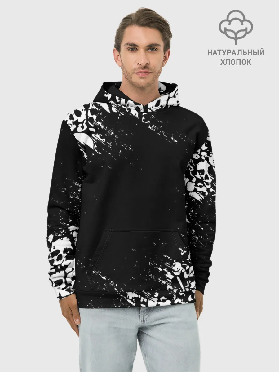 Худи мужской база хлопок / БЕЛЫЕ ЧЕРЕПА | WHITE SKULLS