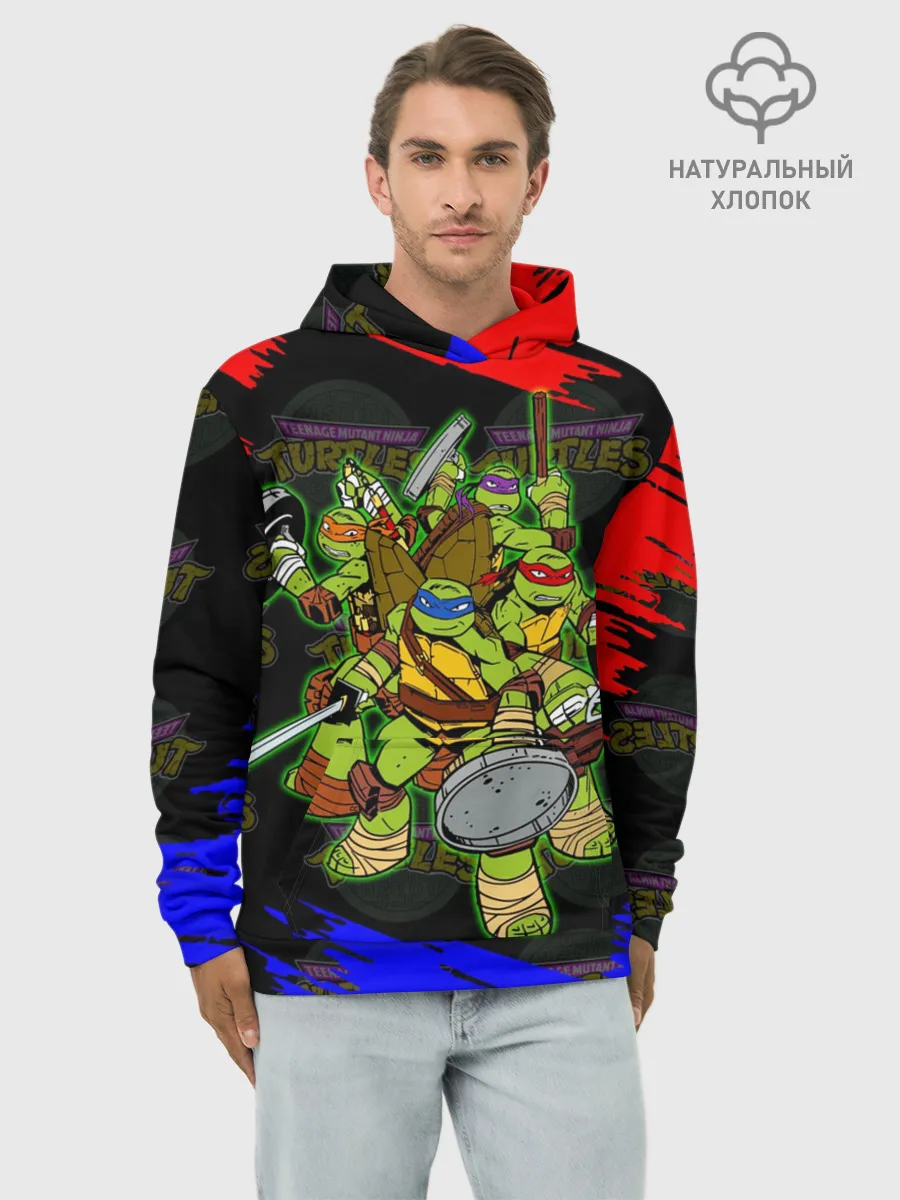 Худи мужской база хлопок / Черепашки Ниндзя