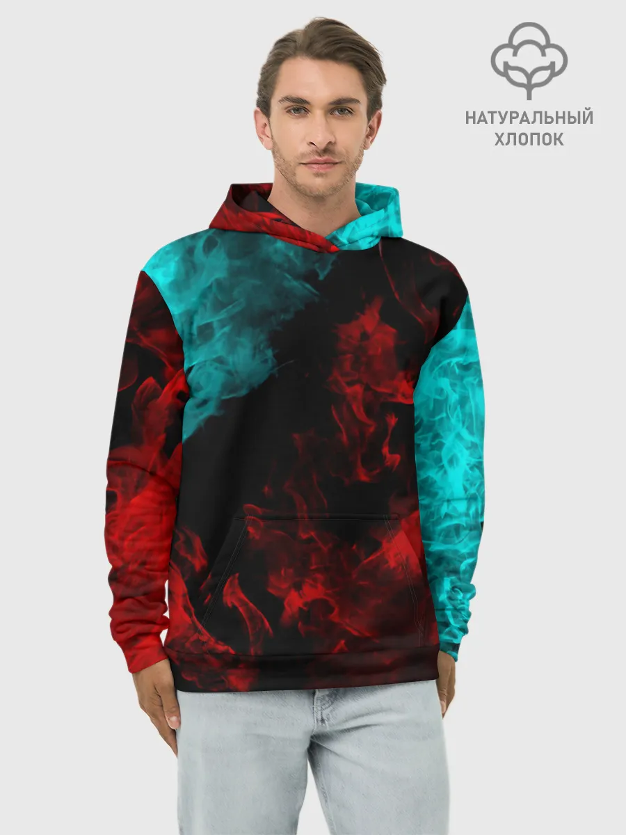 Худи мужской база хлопок / НЕОНОВЫЙ ОГОНЬ