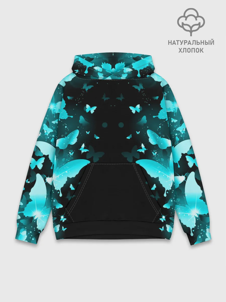 Худи мужской база хлопок / НЕОНОВЫЕ БАБОЧКИ | NEON
