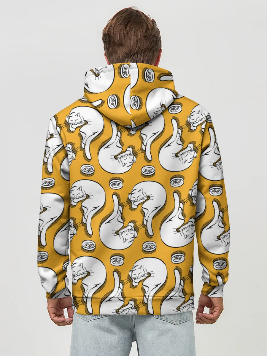 Худи мужской база хлопок / Белая кошка и корм