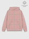 Худи мужской база хлопок / Шотландка Розовая