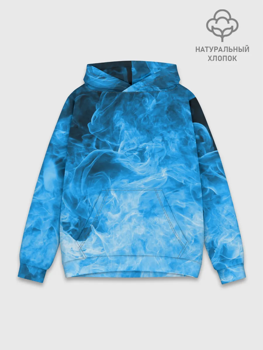 Худи мужской база хлопок / ОГОНЬ BLUE