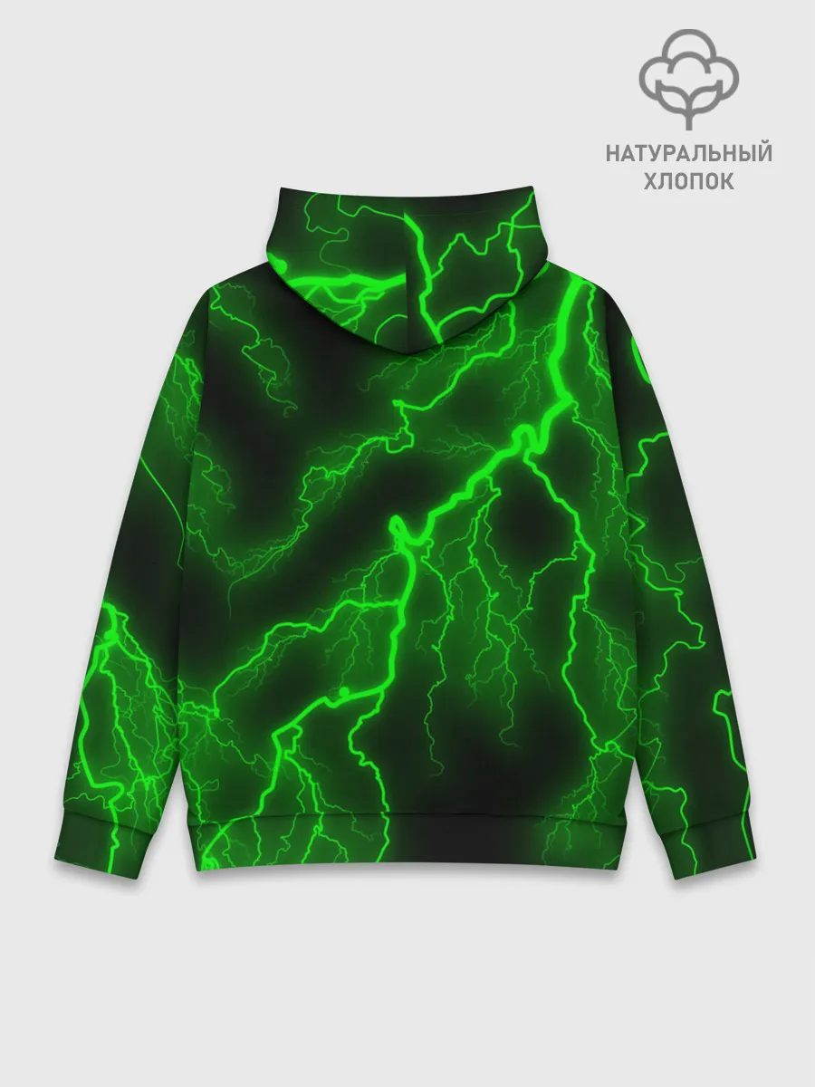 Худи мужской база хлопок / МОЛНИЯ GREEN NEON