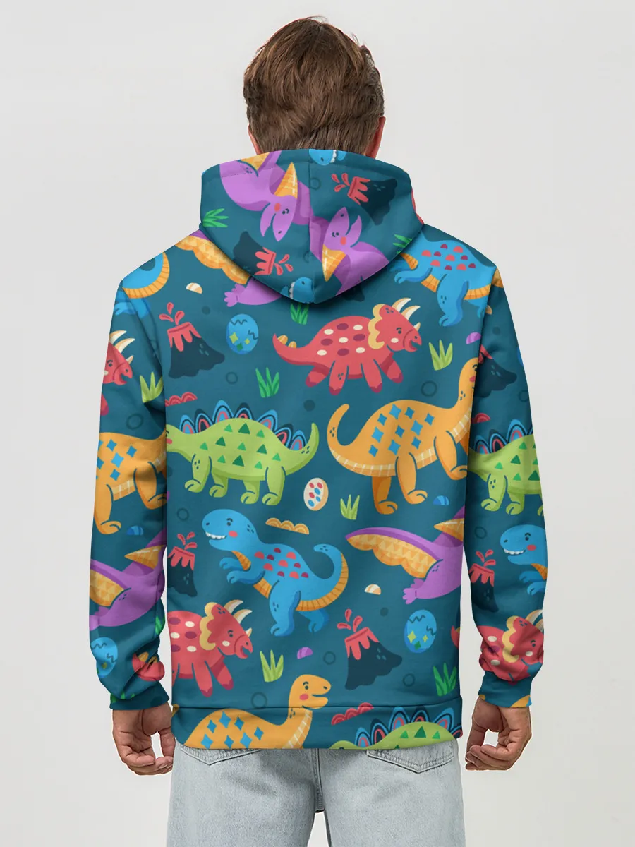 Худи мужской база хлопок / Арт с динозаврами