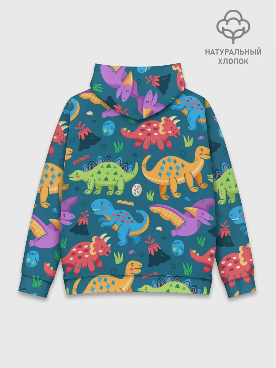 Худи мужской база хлопок / Арт с динозаврами