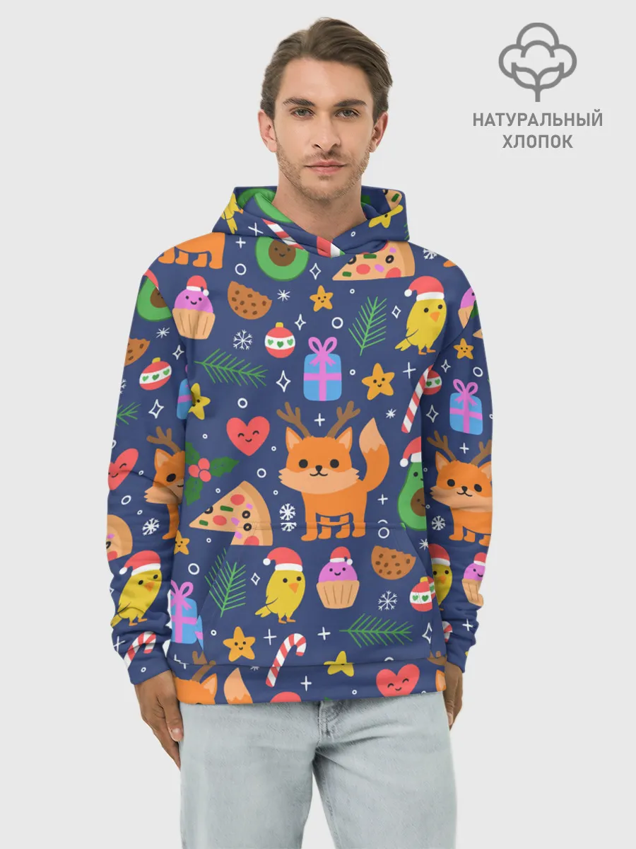 Худи мужской база хлопок / Новогодний макет