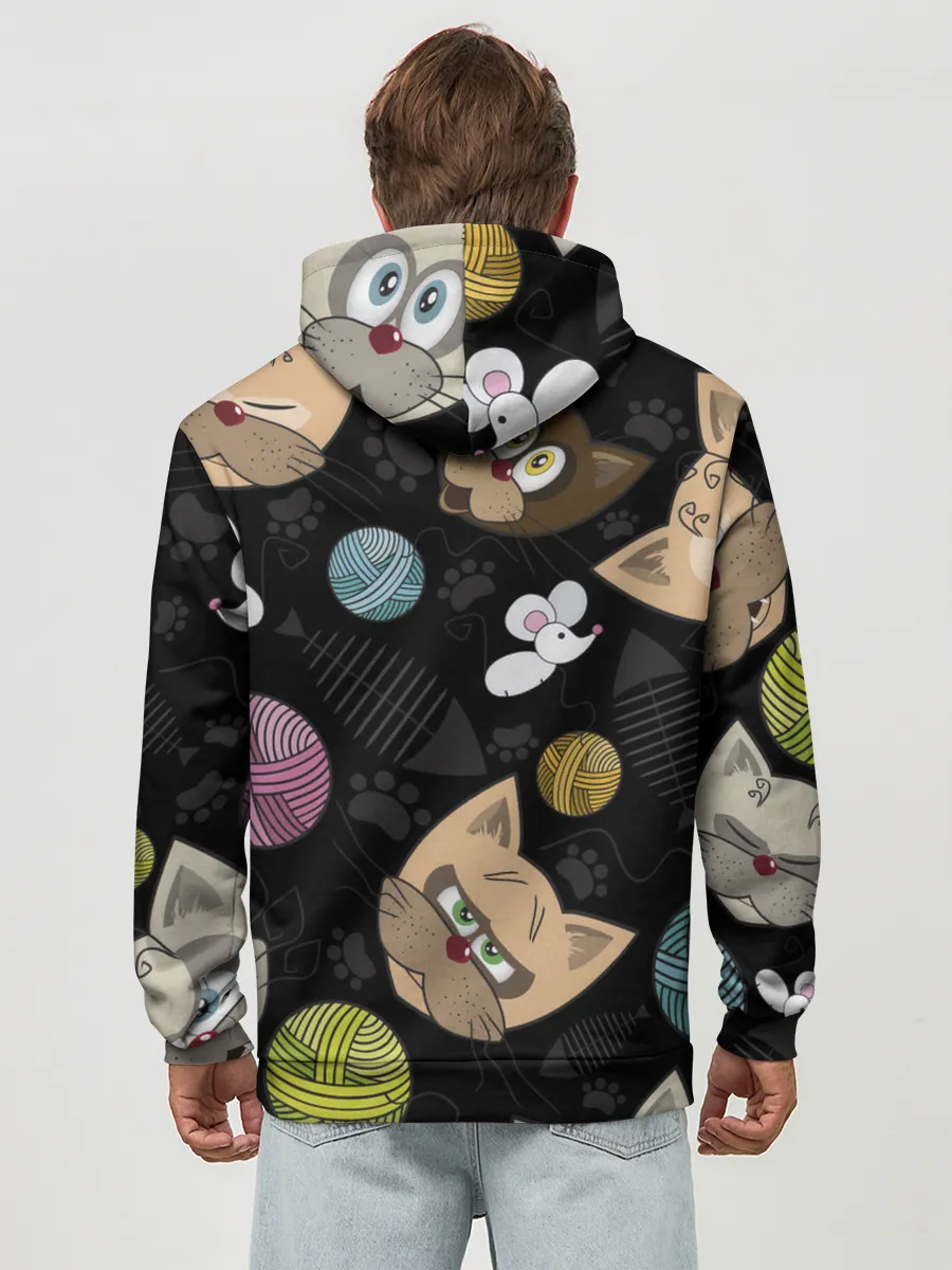 Худи мужской база хлопок / Злой кот.