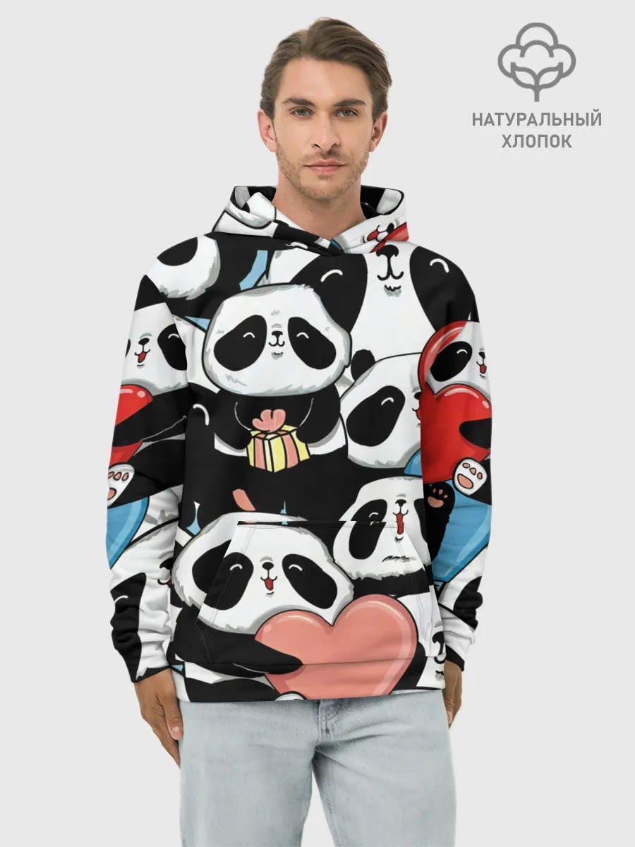 Худи мужской база хлопок / Панды.