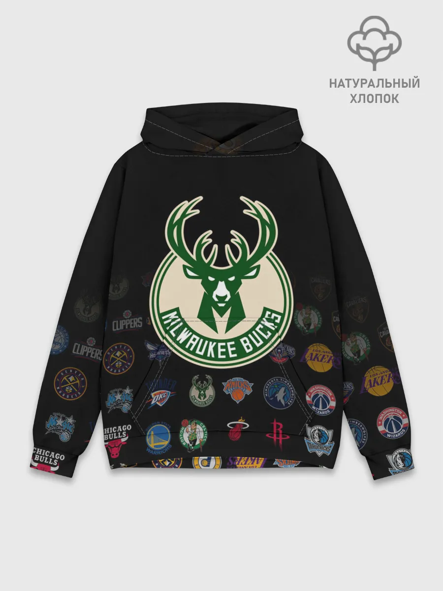 Худи мужской база хлопок / Milwaukee Bucks