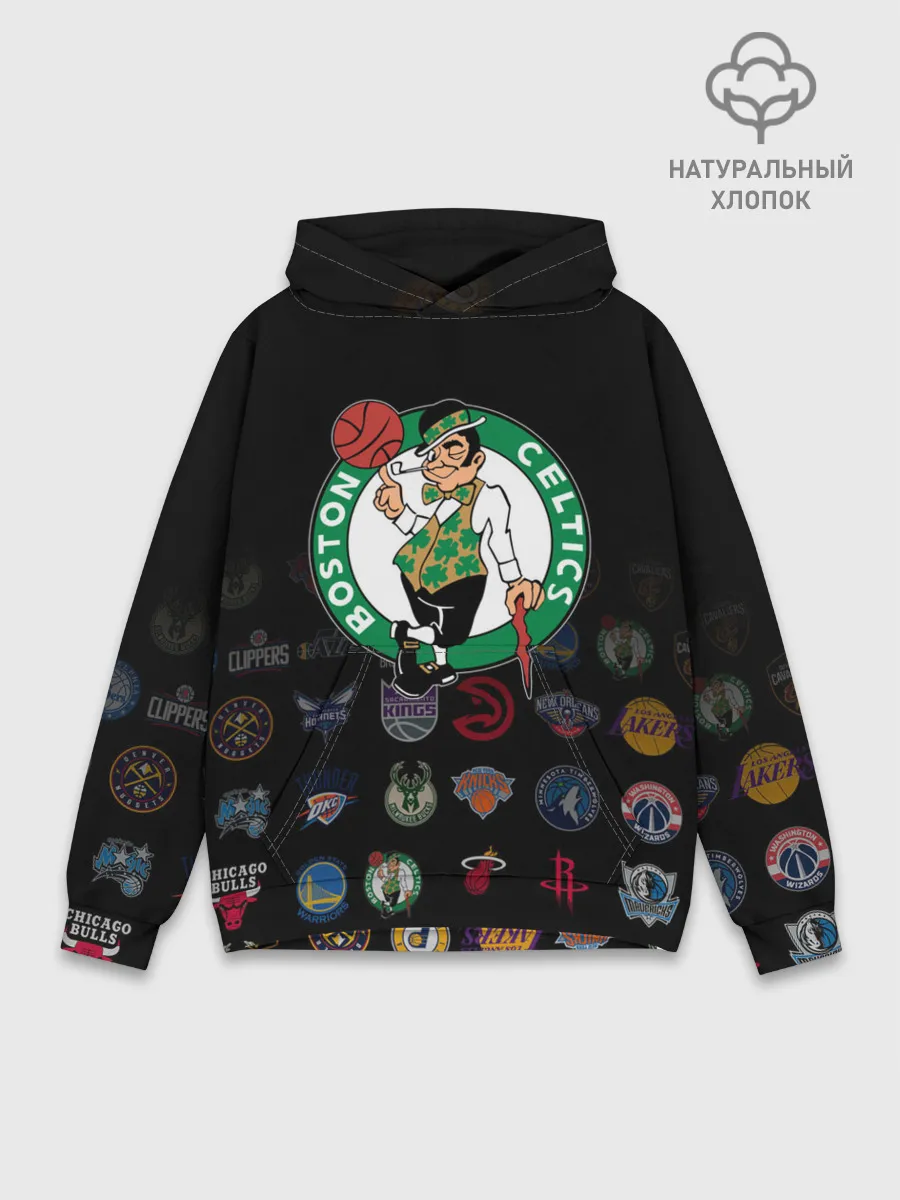 Худи мужской база хлопок / Boston Celtics