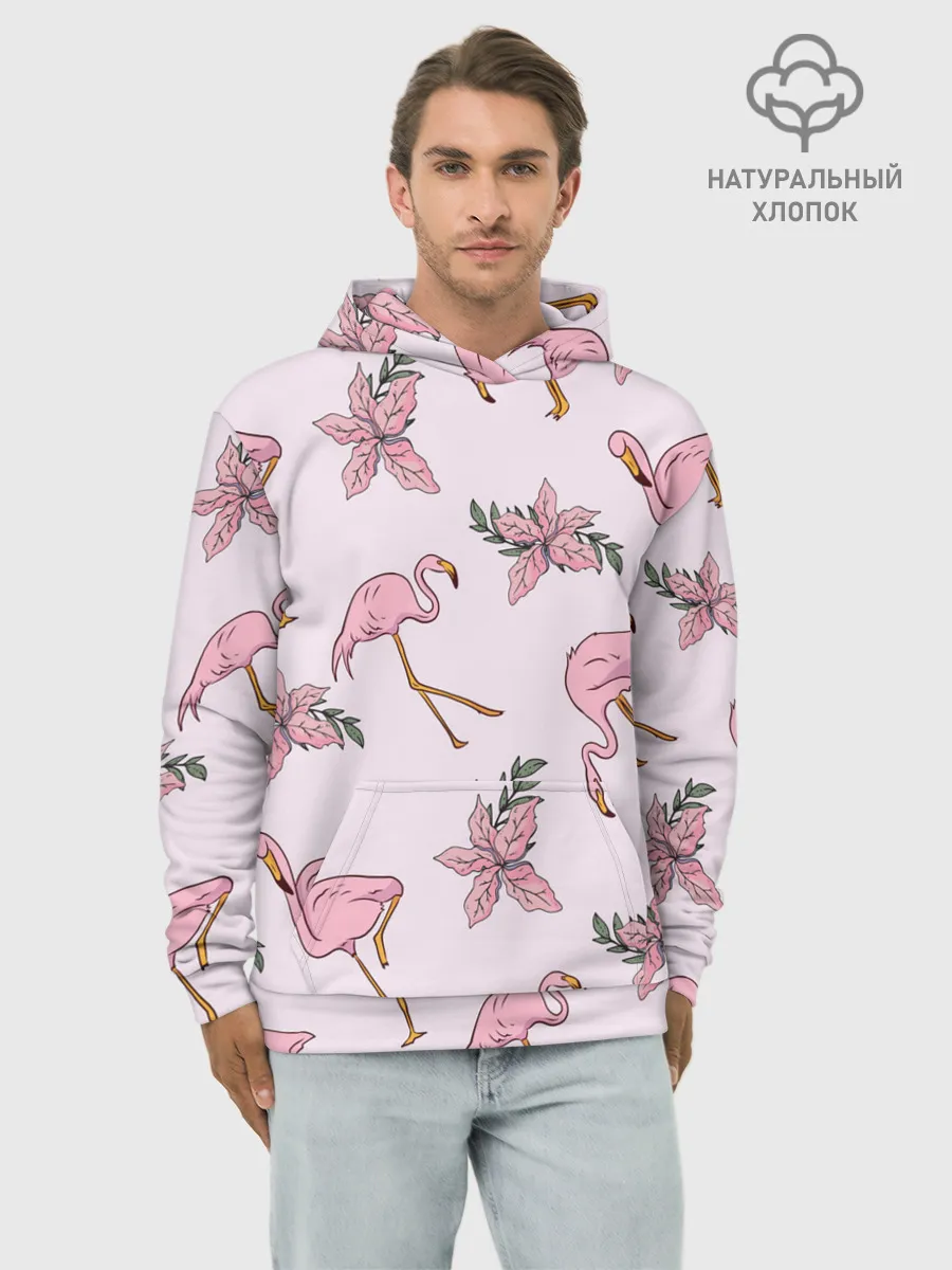 Худи мужской база хлопок / Розовый фламинго