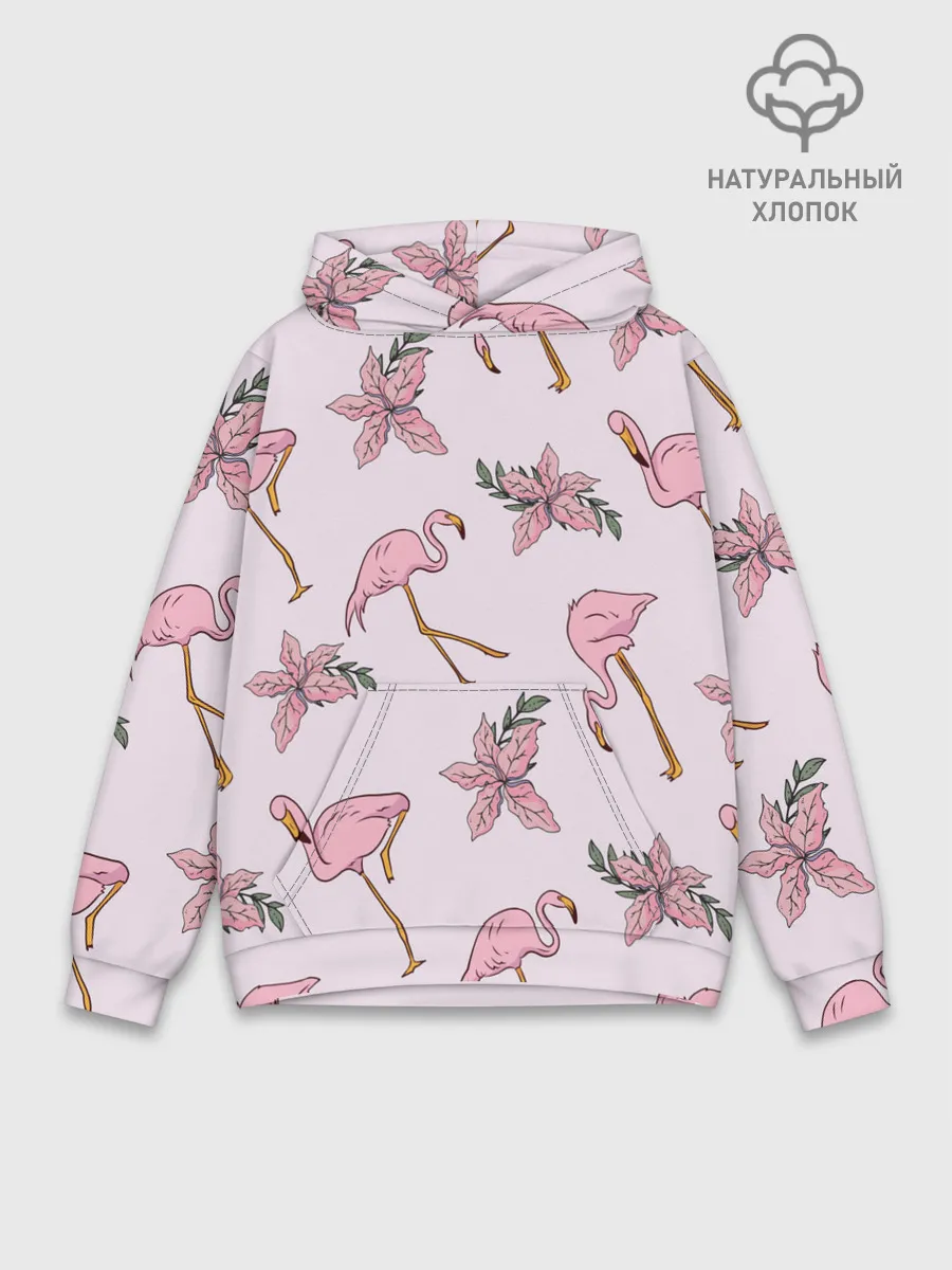 Худи мужской база хлопок / Розовый фламинго
