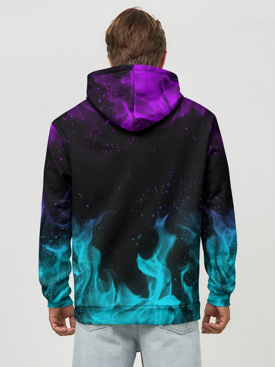 Худи мужской база хлопок / НЕОНОВЫЙ ОГОНЬ | NEON FIRE