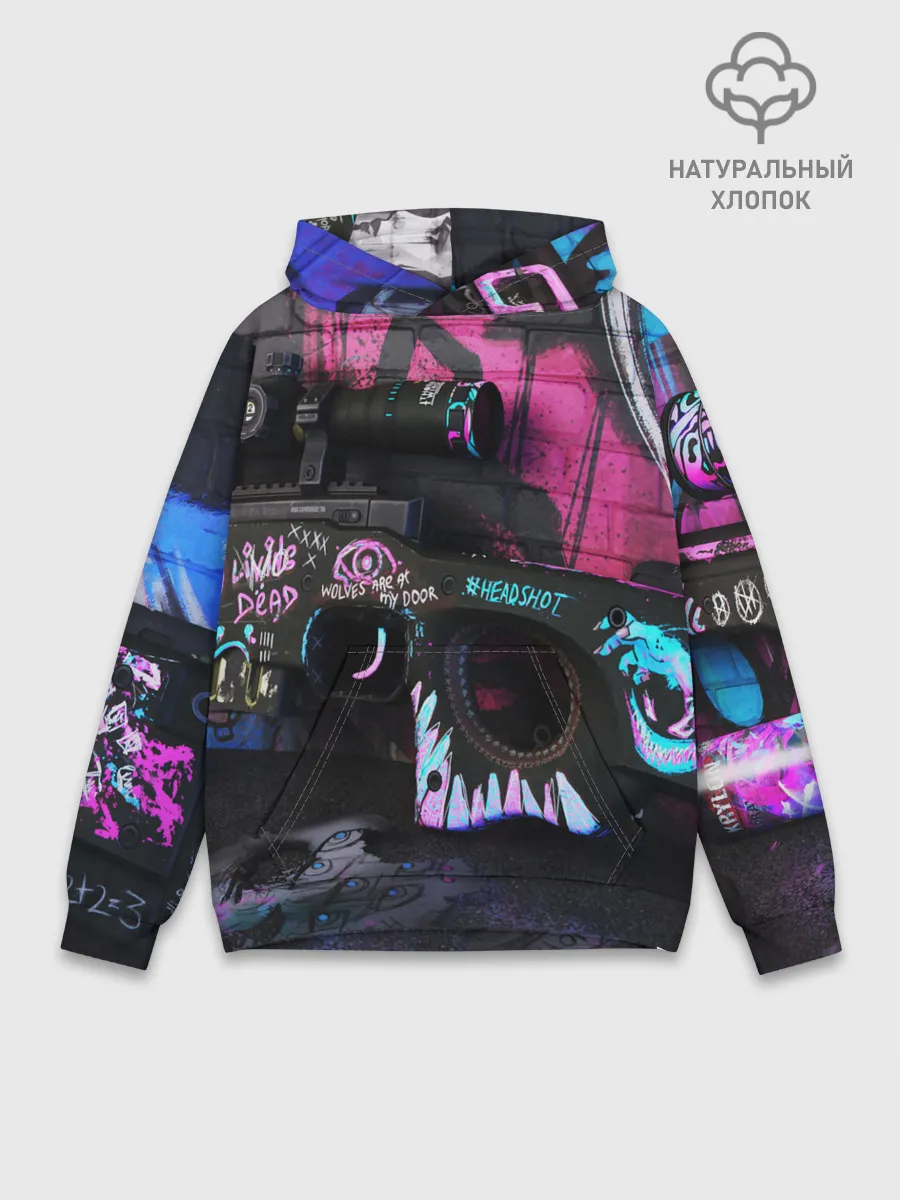 Худи мужской база хлопок / CS GO:НЕОНУАР