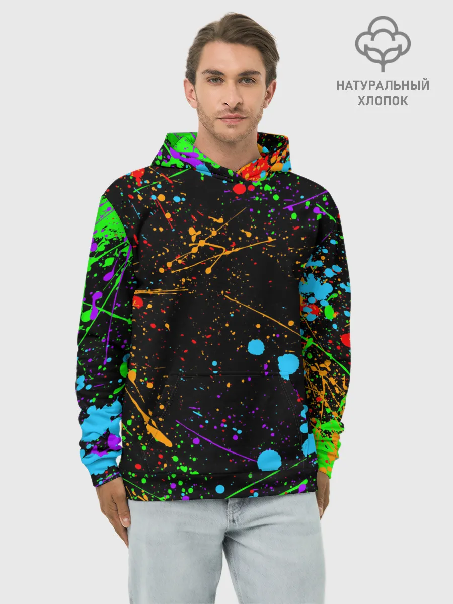 Худи мужской база хлопок / БРЫЗГИ КРАСОК