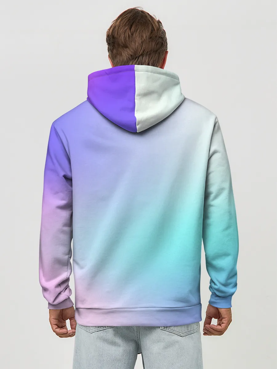 Худи мужской база хлопок / небесно голубой градиентный