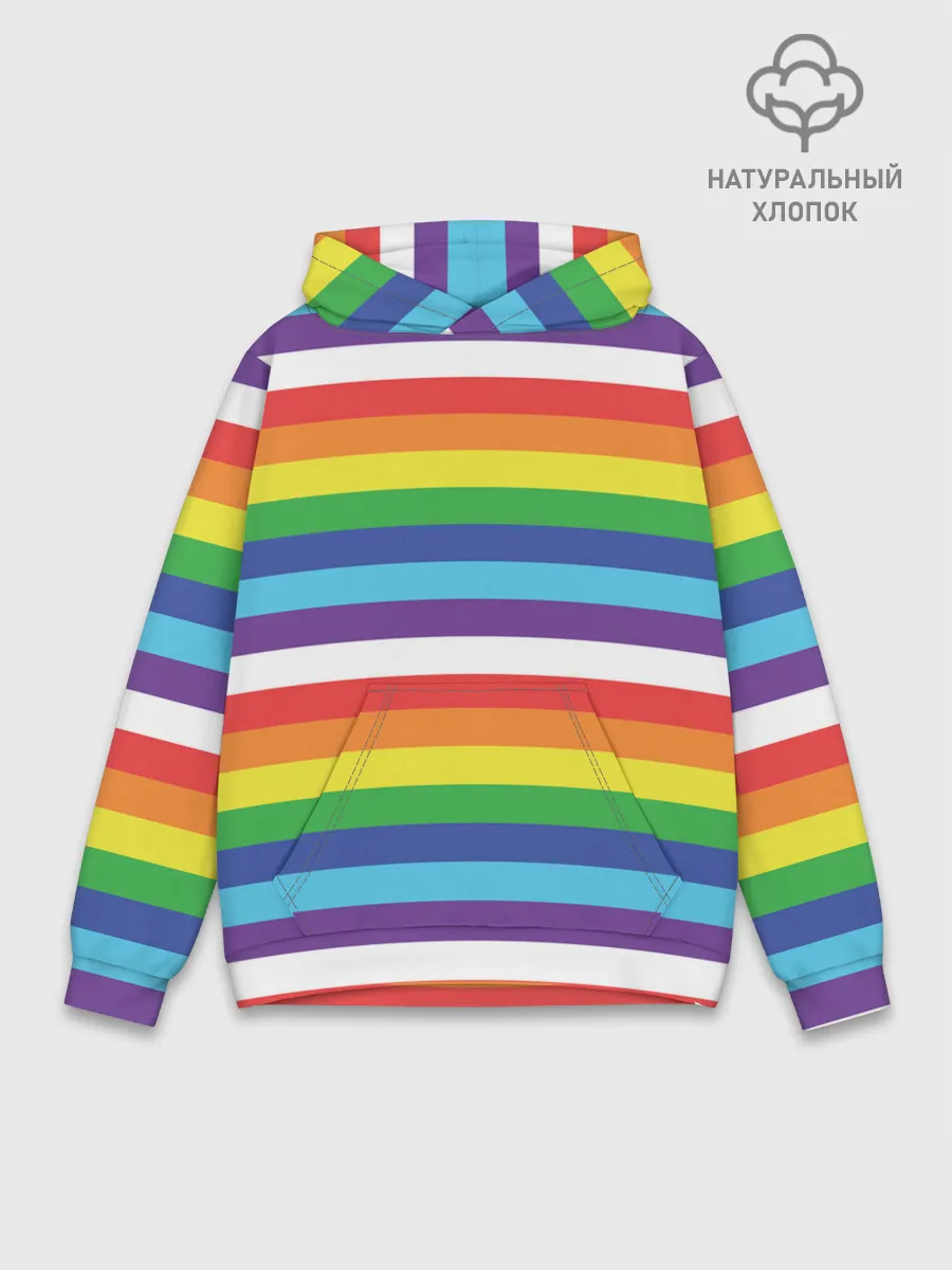 Худи мужской база хлопок / Радужные полосы