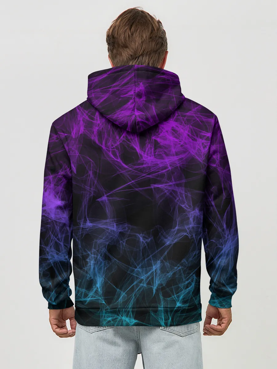 Худи мужской база хлопок / NEON SMOKES STRIPES | НЕОНОВЫЕ ВОЛНЫ