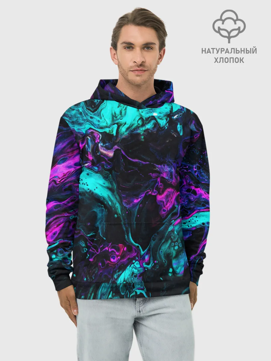 Худи мужской база хлопок / НЕОНОВАЯ АБСТРАКЦИЯ | NEON