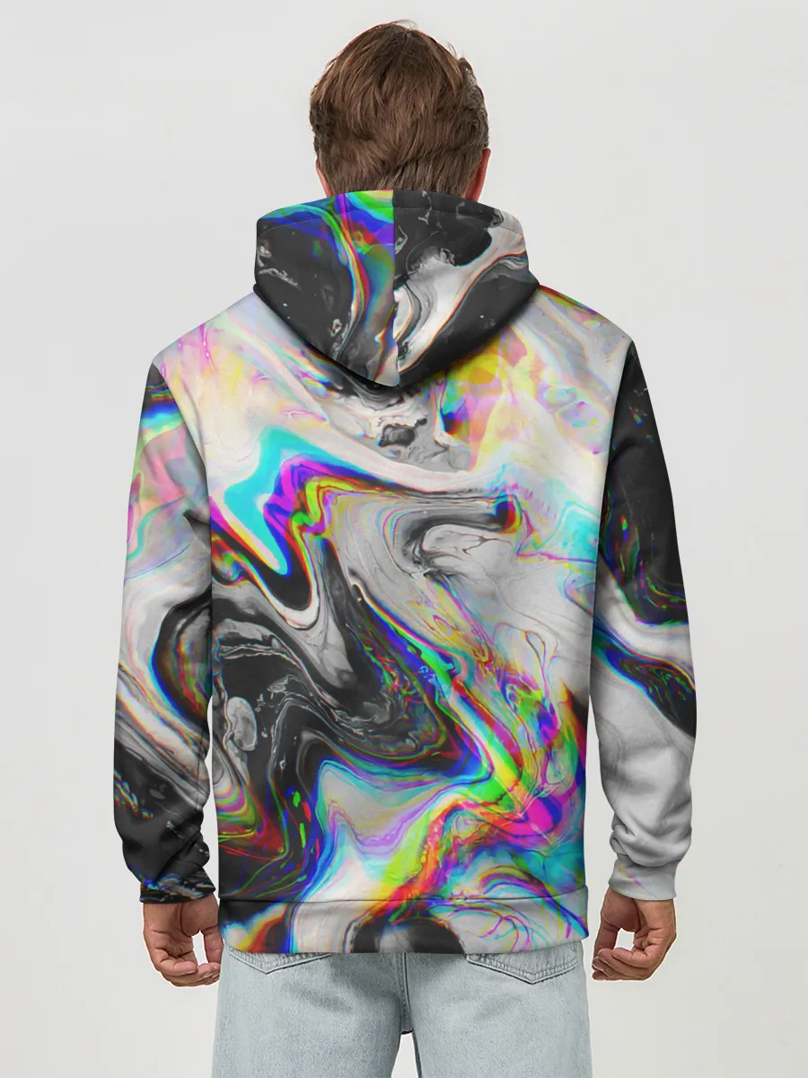 Худи мужской база хлопок / DIGITAL ABSTRACT GLITCH | ГЛИТЧ