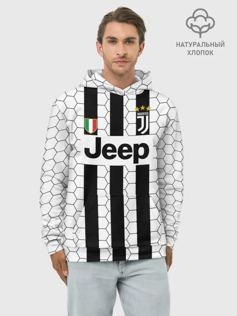 Худи мужской база хлопок / Ювентус в сетку